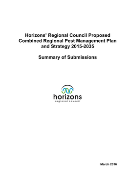 Horizons' Regional Council Proposed Combined Regional Pest