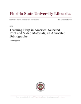 Teaching Harp in America: Selected Print and Video Materials, an Annotated Bibliography Tula Ruggiero