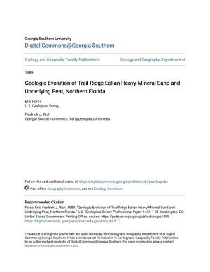 Geologic Evolution of Trail Ridge Eolian Heavy-Mineral Sand and Underlying Peat, Northern Florida