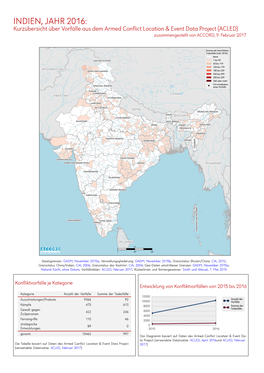 INDIEN, JAHR 2016: Kurzübersicht Über Vorfälle Aus Dem Armed Conflict Location & Event Data Project (ACLED) Zusammengestellt Von ACCORD, 9
