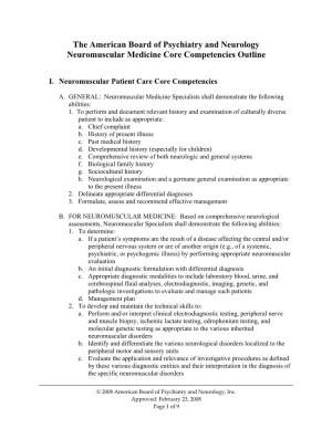 Neuromuscular Medicine Core Competencies Outline