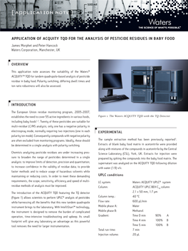 Application of ACQUITY TQD for the Analysis of Pesticide Residues