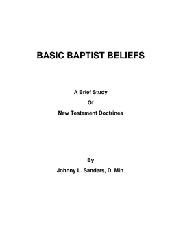 Basic Baptist Beliefs