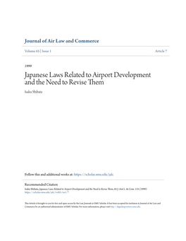 Japanese Laws Related to Airport Development and the Need to Revise Them Isaku Shibata