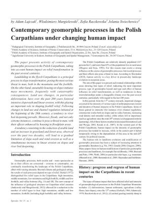 Contemporary Geomorphic Processes in the Polish Carpathians Under Changing Human Impact