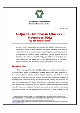 Al-Qaeda –Mombassa Attacks 28 November 2002 by Jonathan Fighel1