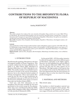 Contributions to the Bryophyte Flora of Republic of Macedonia
