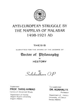 Ahtl-European STRUGGLE by the MAPPILAS of MALABAR 1498-1921 AD
