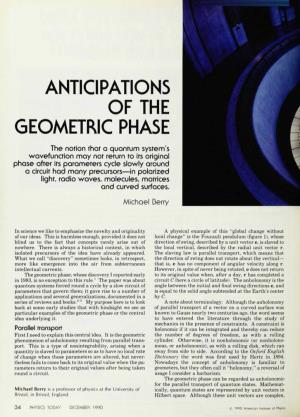 Anticipations of the Geometric Phase