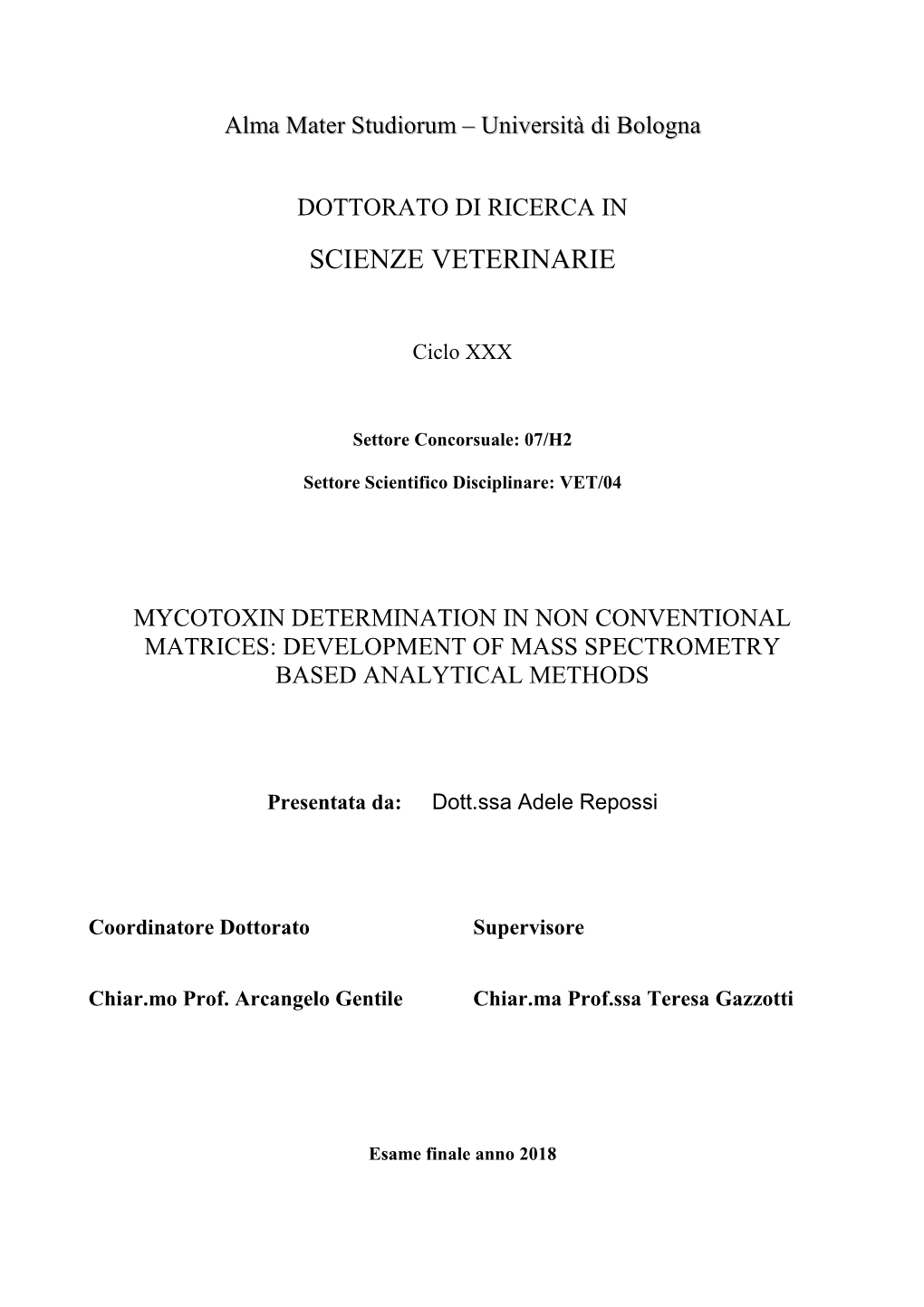 Scienze Veterinarie