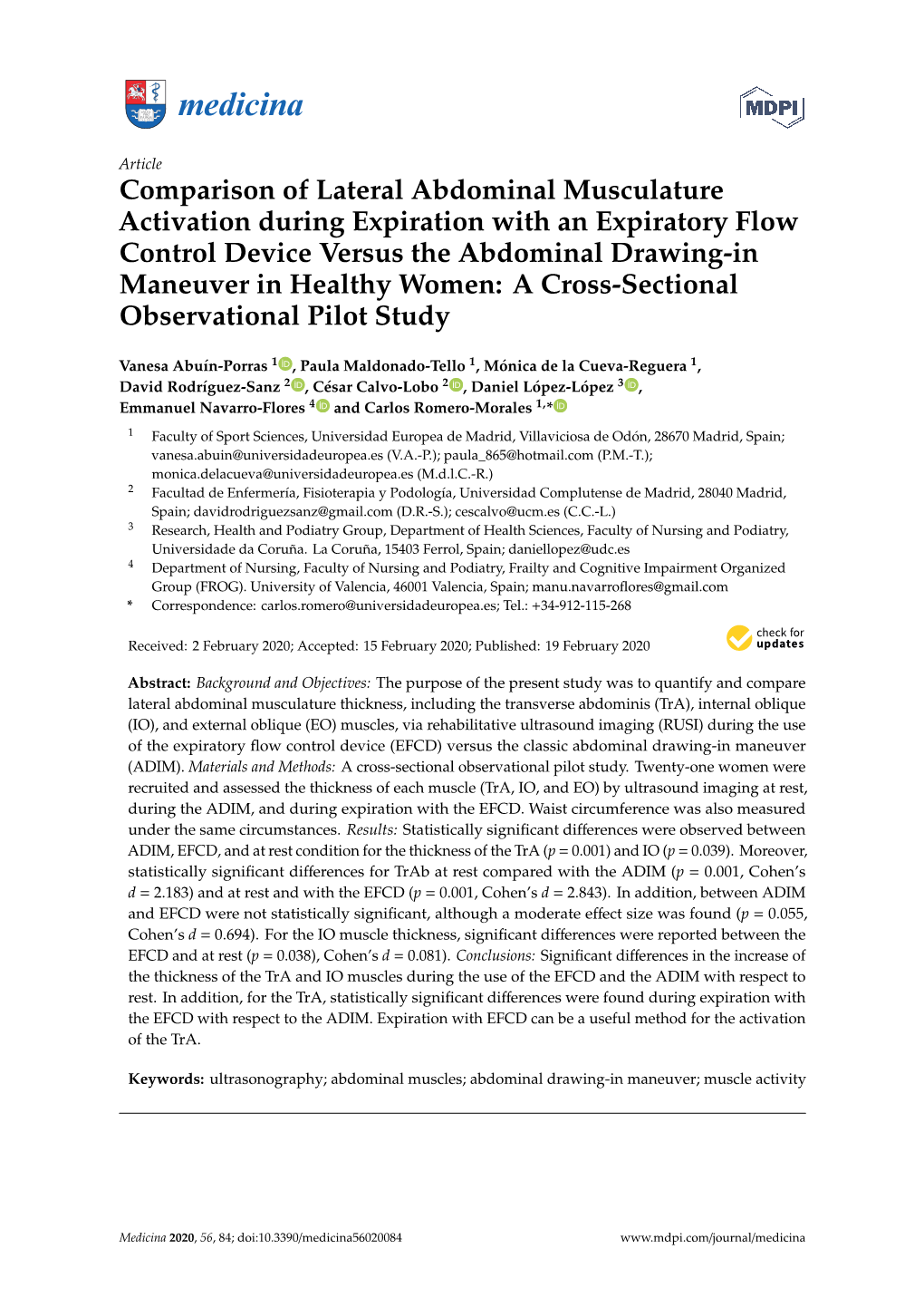 Comparison of Lateral Abdominal Musculature Activation During