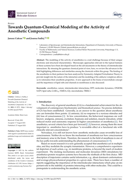 Towards Quantum-Chemical Modeling of the Activity of Anesthetic Compounds