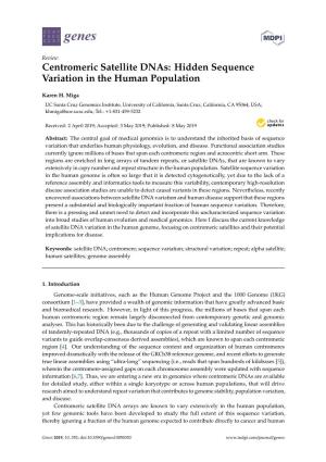 Centromeric Satellite Dnas: Hidden Sequence Variation in the Human Population