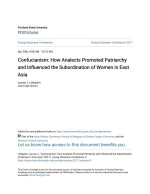 Confucianism: How Analects Promoted Patriarchy and Influenced the Subordination of Women in East Asia