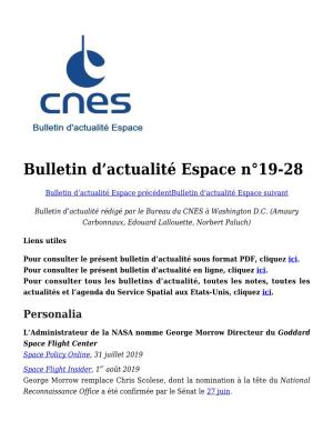 Bulletin D'actualité Espace N°19-28