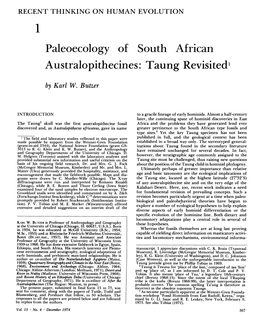 Paleoecology of South African Australopithecines: Taung Revisited'