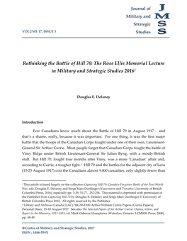 Rethinking the Battle of Hill 70: the Ross Ellis Memorial Lecture in Military and Strategic Studies 20161