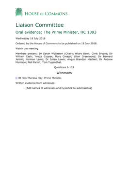 The Prime Minister, HC 1393
