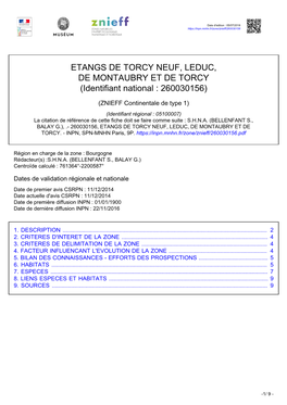 ETANGS DE TORCY NEUF, LEDUC, DE MONTAUBRY ET DE TORCY (Identifiant National : 260030156)
