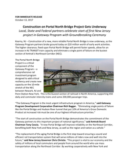 Construction on Portal North Bridge Project