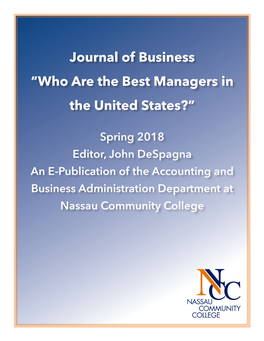 Journal of Business “Who Are the Best Managers in the United States?”