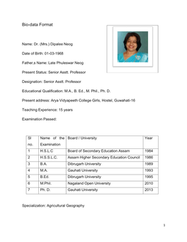 Bio-Data Format