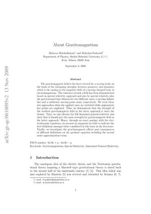 About Gravitomagnetism