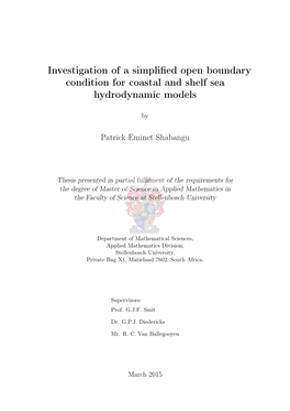 Investigation of a Simplified Open Boundary Condition for Coastal And