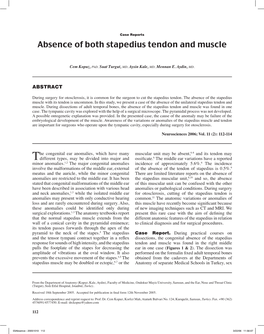 Absence of Both Stapedius Tendon and Muscle