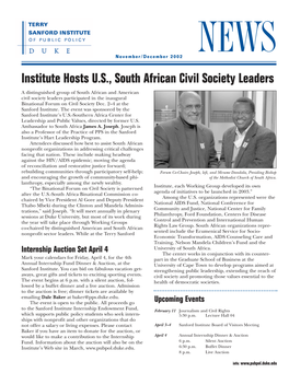 Institute Hosts US, South African Civil Society Leaders