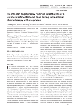 Fluorescein Angiography Findings in Both Eyes of a Unilateral Retinoblastoma Case During Intra-Arterial Chemotherapy with Melphalan