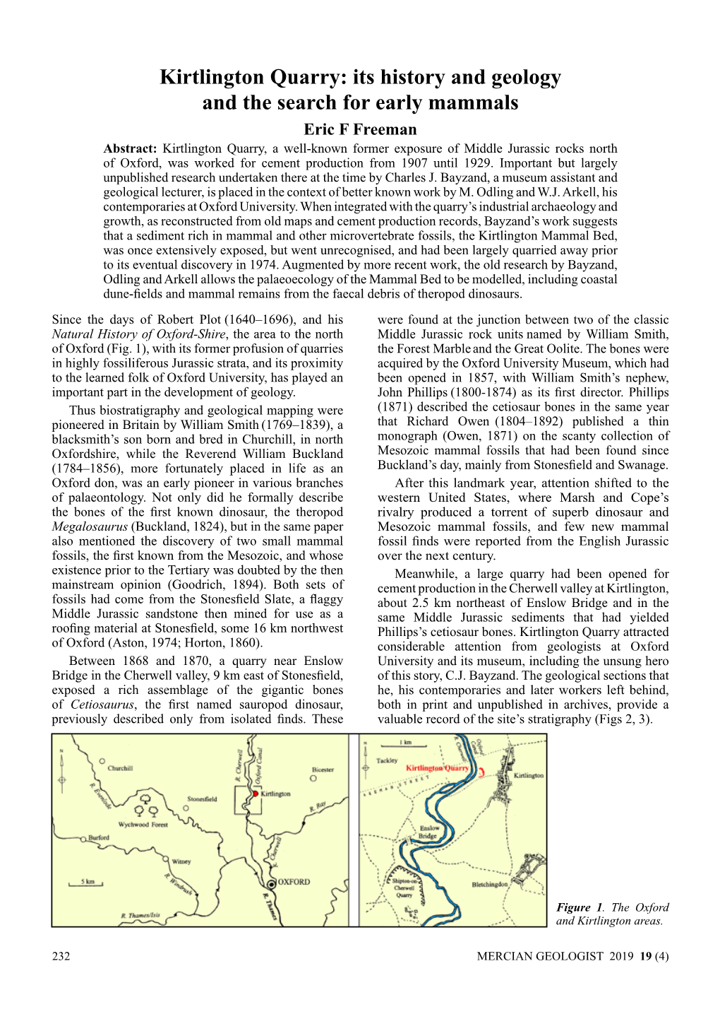 Kirtlington Quarry: Its History and Geology and the Search for Early