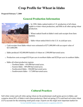 Crop Profile for Wheat in Idaho
