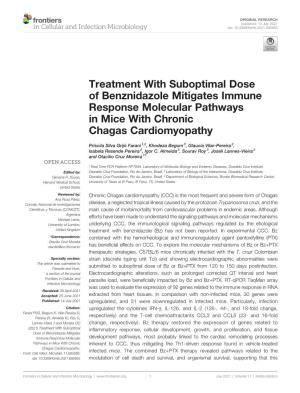 Treatment with Suboptimal Dose of Benznidazole Mitigates Immune Response Molecular Pathways in Mice with Chronic Chagas Cardiomyopathy