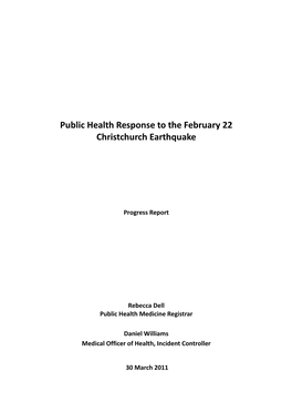 Public Health Response to the February 22 Christchurch Earthquake
