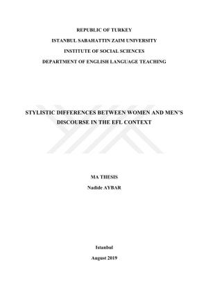 Stylistic Differences Between Women and Men's Discourse in the Efl