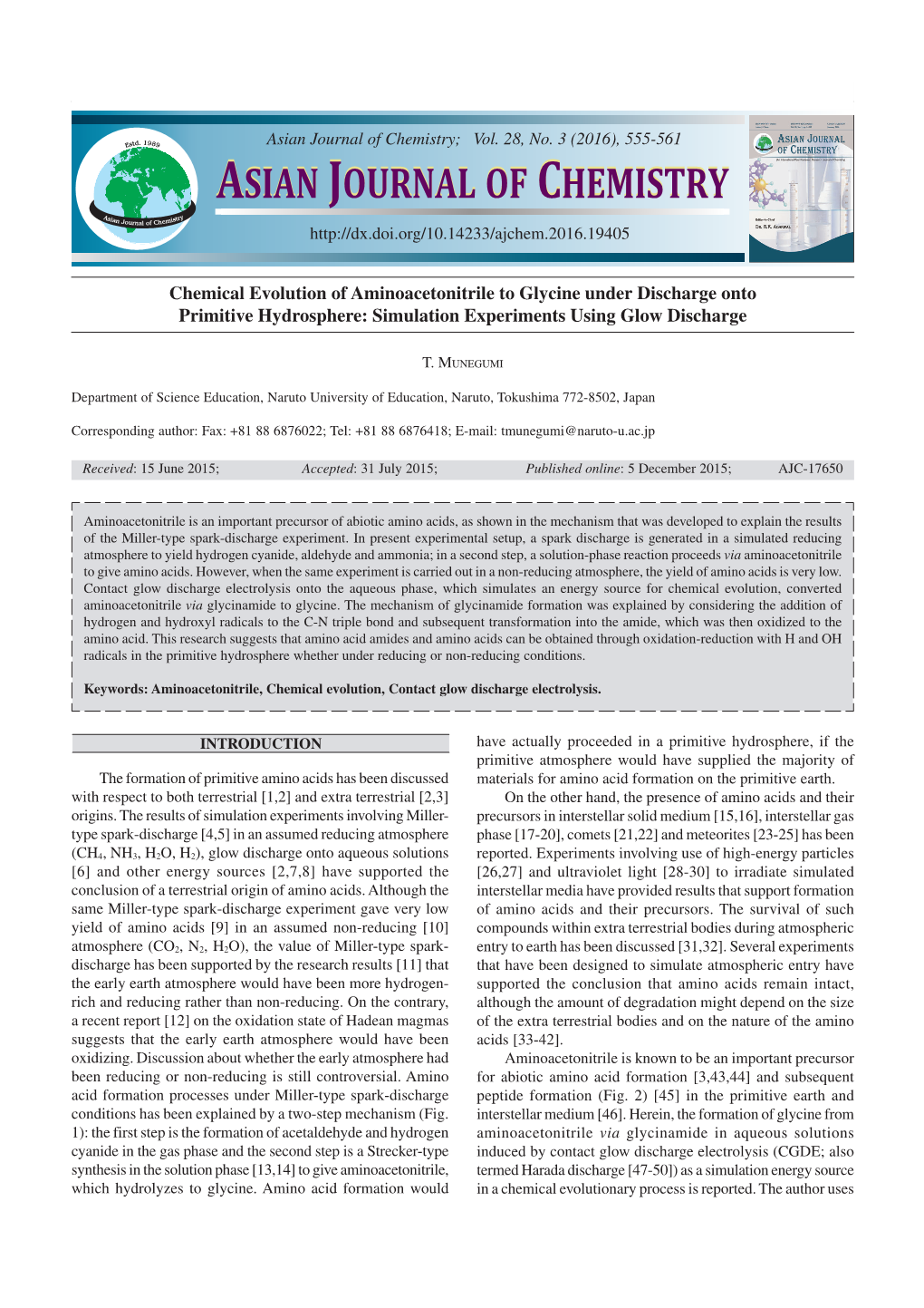 Asian Journal of Chemistry Asian Journal