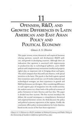 Openness, R&D, and Growth: Difference in Latin American and East Asian Policy and Political Economy