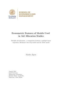 Econometric Features of Models Used in Aid Allocation Studies