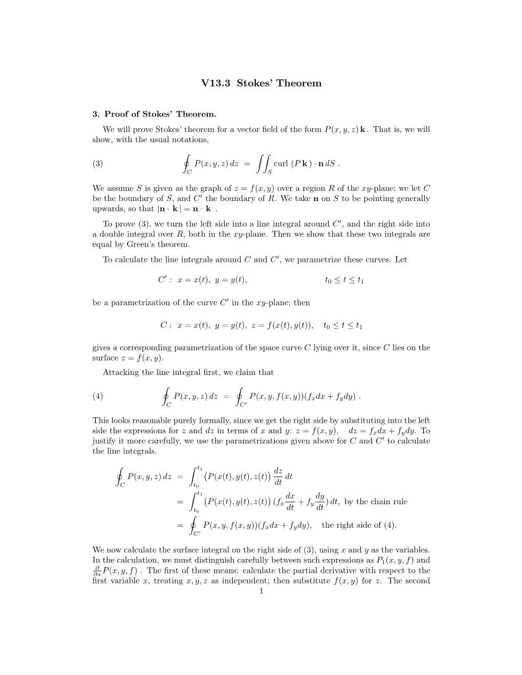 Stokes' Theorem