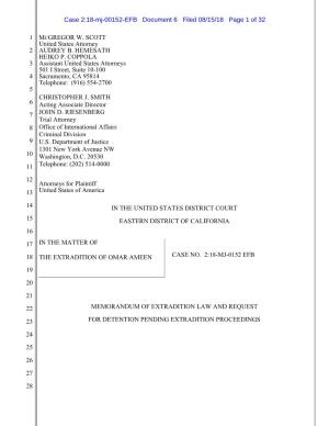 Case 2:18-Mj-00152-EFB Document 6 Filed 08/15/18 Page 1 of 32
