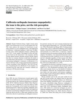 California Earthquake Insurance Unpopularity: the Issue Is the Price, Not the Risk Perception