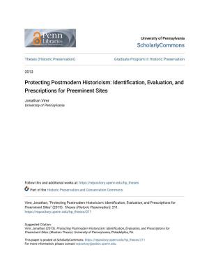 Protecting Postmodern Historicism: Identification, Ve Aluation, and Prescriptions for Preeminent Sites