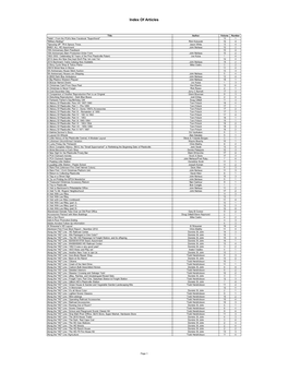 Index of Articles