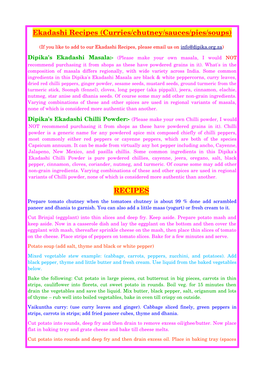 Ekadashi Recipes (Curries/Chutney/Sauces/Pies/Soups)