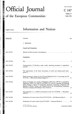 Official Journal C 187 Volume 37 of the European Communities 9 July 1994