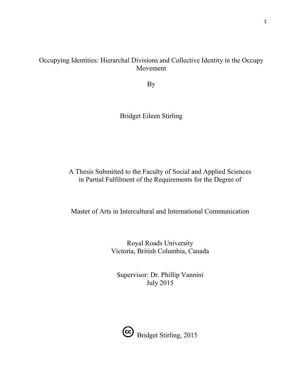 Occupying Identities: Hierarchal Divisions and Collective Identity in the Occupy Movement