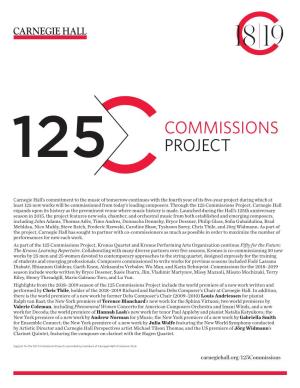 125 Commissions Project and Premieres