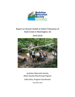 Stream Health at Select Tributaries of Rock Creek in Washington, DC 2010-2018