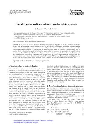 Useful Transformations Between Photometric Systems